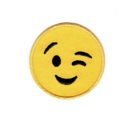 425x414 Wholesale Applique. Smiley Face Emoji Winking With Tongue