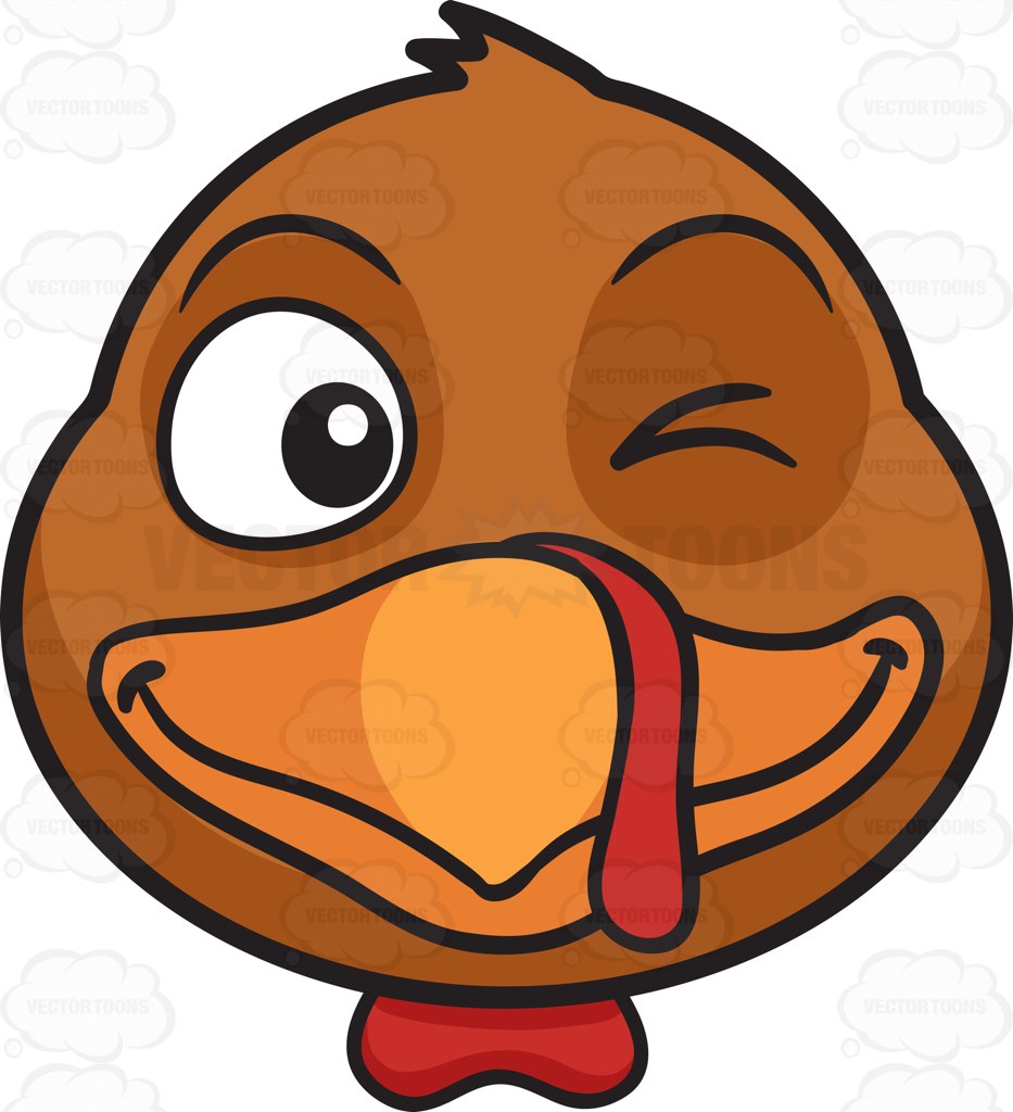 933x1024 A Winking Turkey Cartoon Clipart