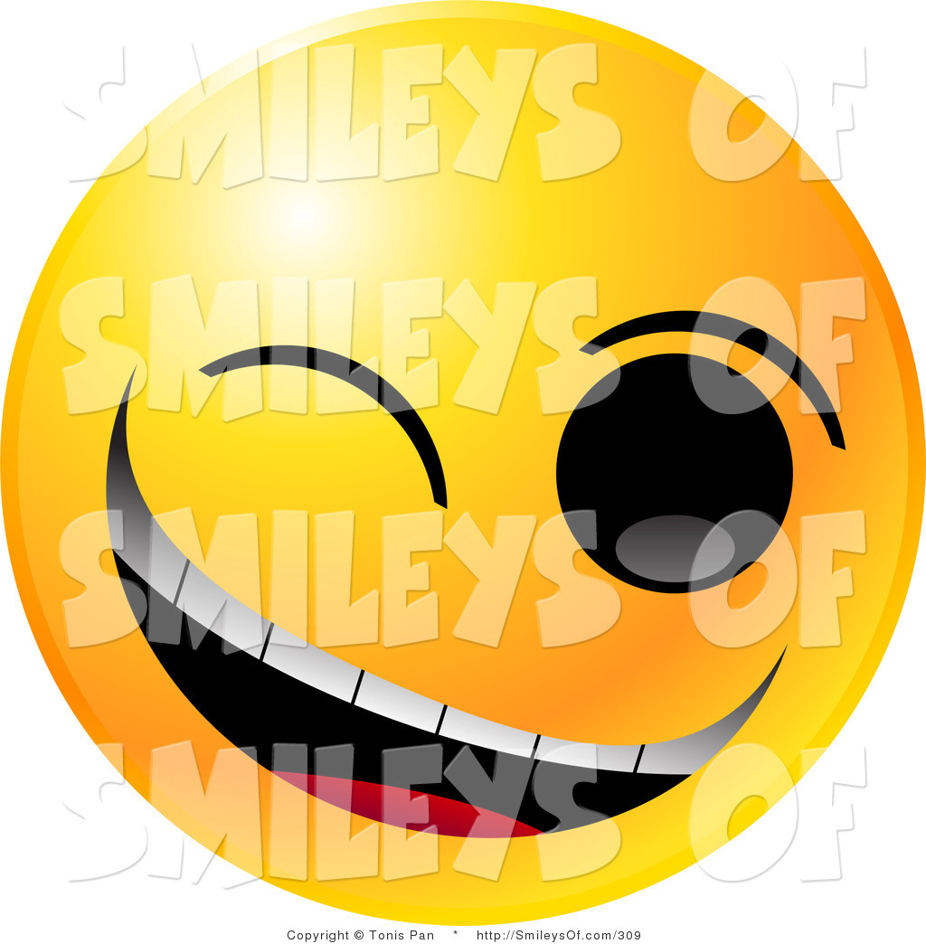 1024x1044 Vector Of A Yellow Emoticon Face Winking And Grinning While