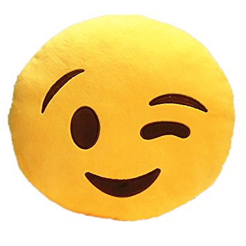 355x355 Liamphi 32cm Emoji Smiley Emoticon Yellow Round Cushion