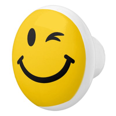 400x400 Pink Happy Smiley Face Ceramic Knob