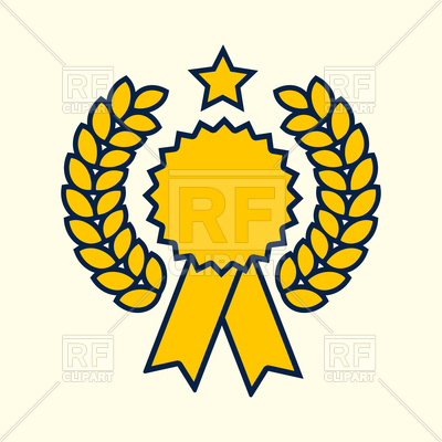 400x400 Winner Yellow Badge, Success Rosette On White Background Royalty