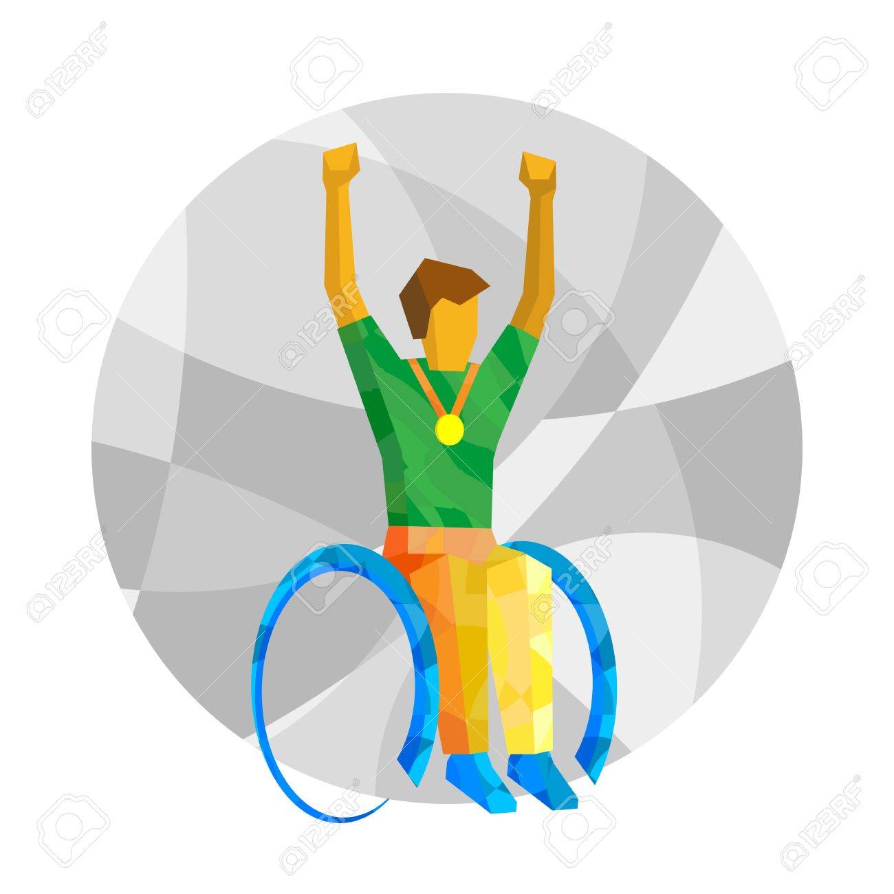 1300x1300 Physically Disabled Winner With Medal. Wheelchair Sport For People
