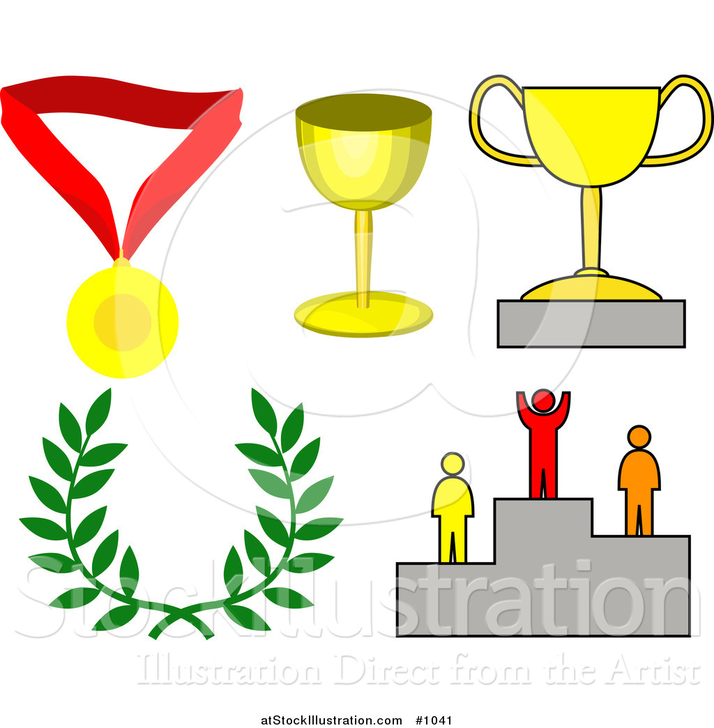 1024x1044 Vector Illustration Of Medal, Trophy Cups, Laurelnd Winner On