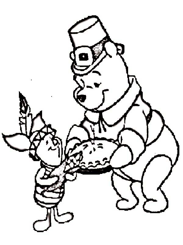 600x800 Winnie The Pooh And Piglet Celebrating Thanksgiving Day Coloring