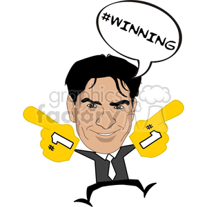 300x300 Royalty Free Charlie Sheen Winning Cartoon 381898 Vector Clip Art