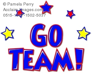 300x238 Clip Art Image Of A Go Team! Graphic
