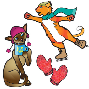 350x350 Winter Cats Freebie Clip Art Set By The Painted Crow Tpt