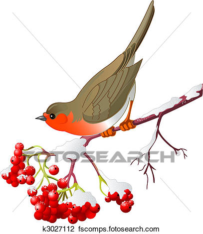 407x470 Clipart Of Winter Bird K3027112