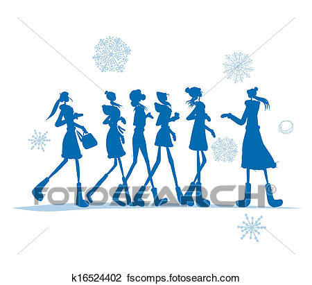 450x411 Clipart Of Girls In Winter Coats For Your Design K16524402