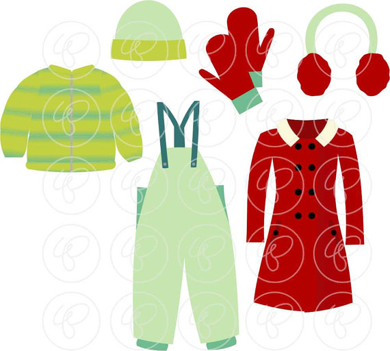 570x512 Winter Clothing Clipart Set Digital Scrapbook Clip Art Pack