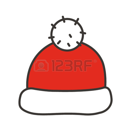 450x450 Santa Claus Hat Color Icon. Winter Cap With Pom Pom. Isolated