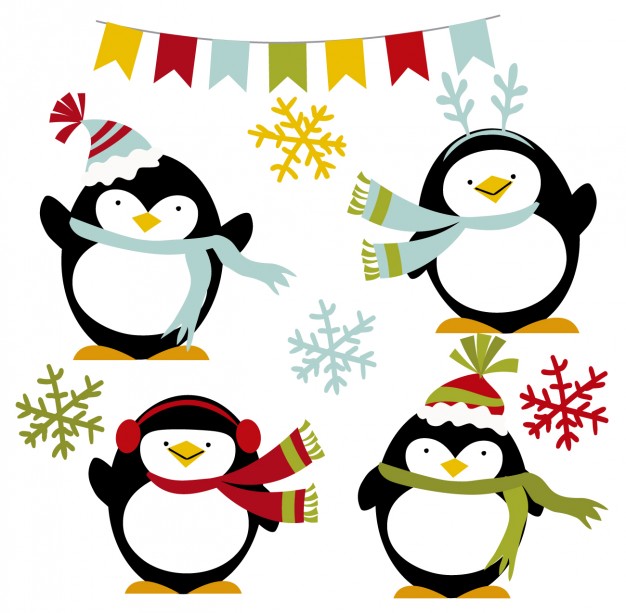 626x613 Happy Winter Penguins Vector Free Download