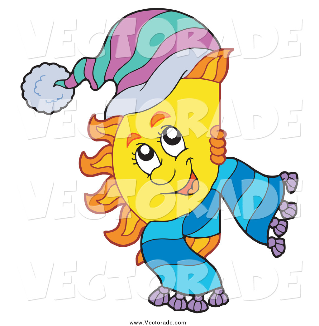 1024x1044 Vector Of A Happy Winter Sun Wearing A Scarf And Hat And Looking