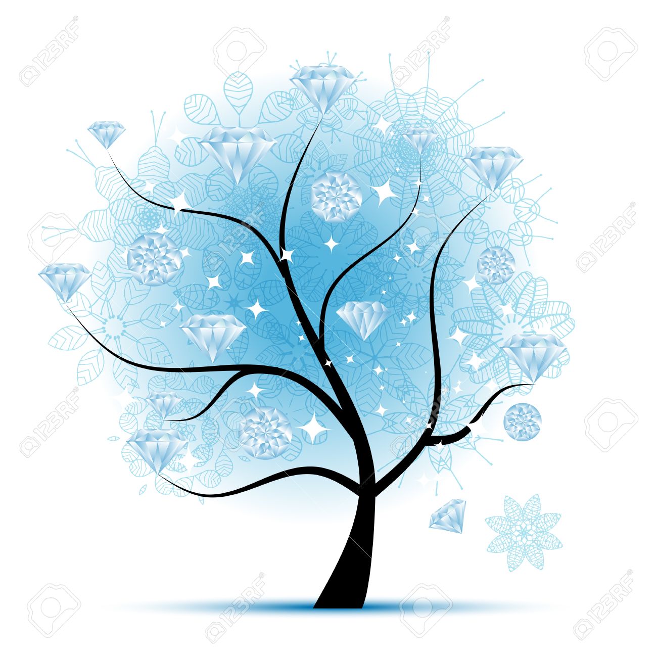 1300x1300 Winter Tree With Diamonds For Your Design Royalty Free Cliparts