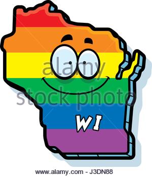 300x349 A Cartoon Illustration Of The State Of Wisconsin Smiling Stock