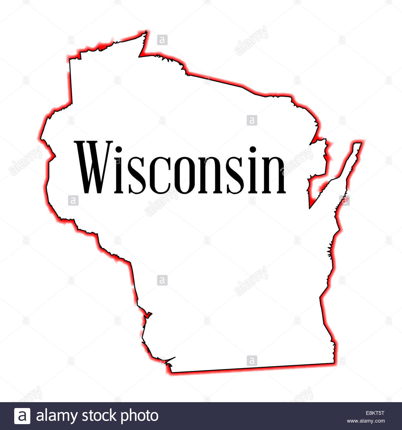 1300x1390 Outline Map Of The American State Of Wisconsin Stock Photo