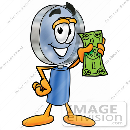 450x450 Clip Art Graphic Of A Blue Handled Magnifying Glass Cartoon