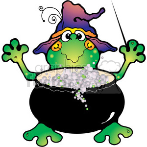300x300 Royalty Free Halloween Frog Witch Cauldron 391598 Vector Clip Art