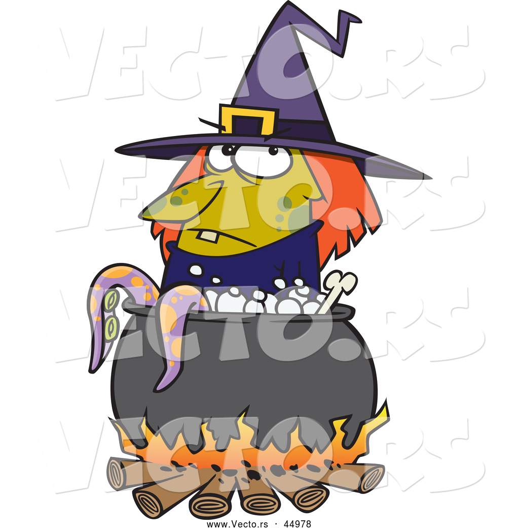 1024x1044 Vector Of A Cartoon Witch Boiling Tentacles In A Cauldron By
