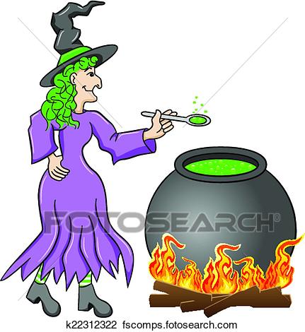 431x470 Clipart Of Witch Cooking A Magic Potion In The Cauldron K22312322