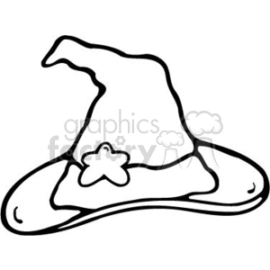 300x300 Royalty Free Black And White Witch Hat 144975 Vector Clip Art
