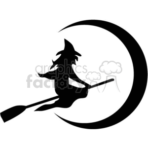 300x300 Royalty Free Silhouette Of A Witch Flying On Her Broom 371992