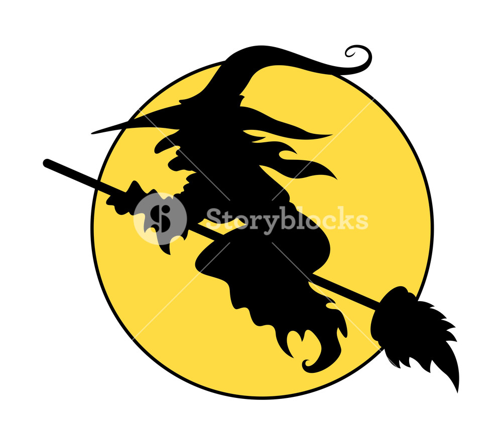 1000x884 Silhouettes Of Flying Witch On Broom