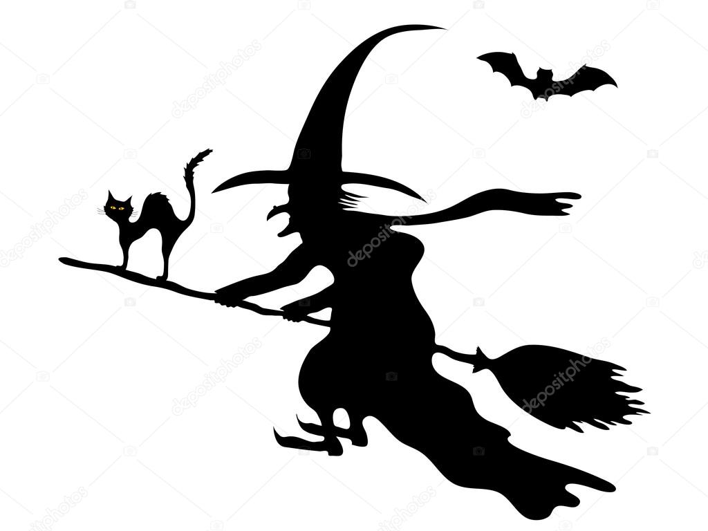 1024x768 Witch On The Broom Stock Vector Sarininka