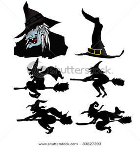 286x300 Art Image Silhouettes Of Witches Riding On Magic Broomsticks