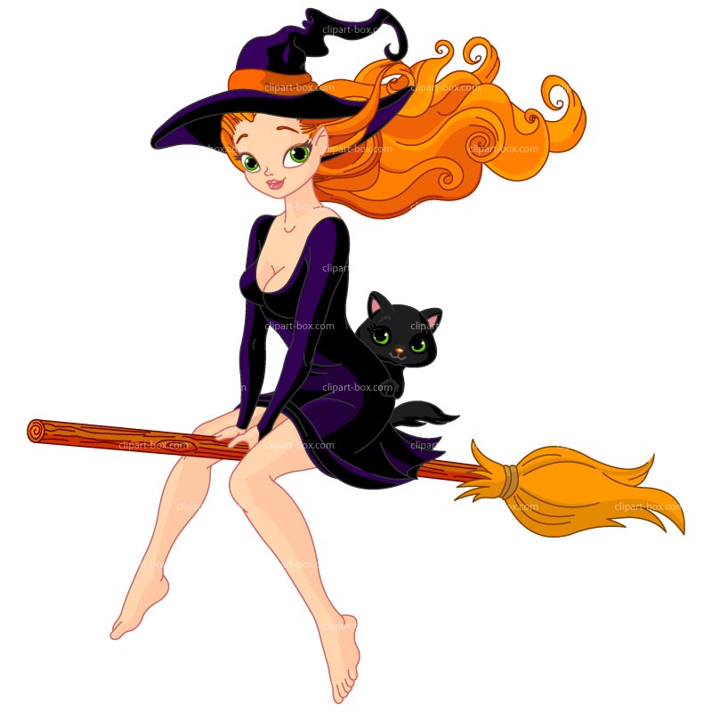 800x800 Cute Witch On Broom Clipart