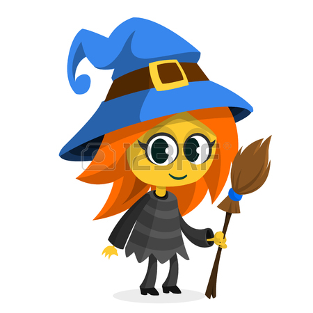 450x450 Cartoon Old Ugly Funny Witch In Hat With A Broom. Halloween Vector