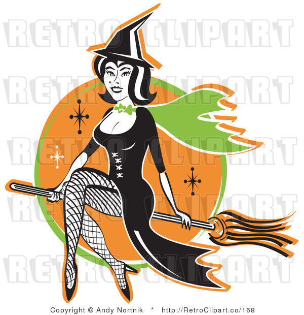 600x620 Royalty Free Retro Vector Clip Art Of A Witch Riding Her Broom