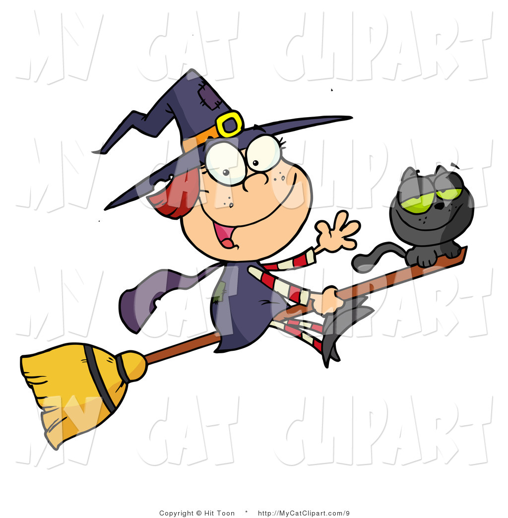 1024x1044 Vector Cliprt Of Happy Halloween Witchnd Cat Flying On