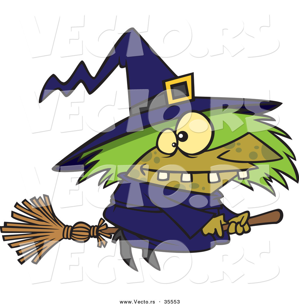 1024x1044 Vector Of A Warted Cartoon Witch Riding Her Broomstick