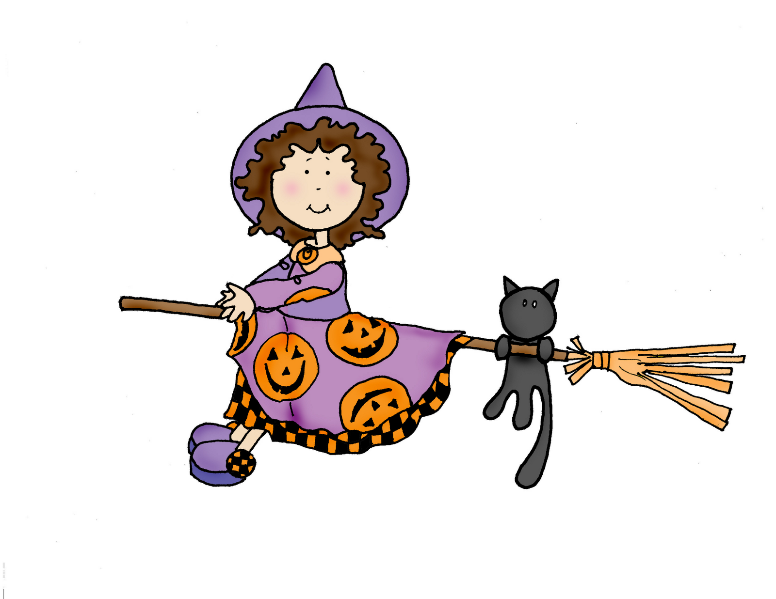 1600x1236 Cute Witch On A Broom Clipart