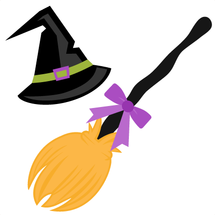 432x432 Witch Hat And Broom Svg Scrapbook Cut File Cute Clipart Files