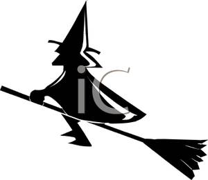 300x261 Witch On A Broomstick Clipart