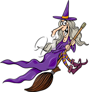 338x350 Cartoon Clip Art Illustration Of A Witch On A Broomstick