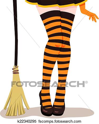376x470 Clipart Of Witch Legs Broom K22340295