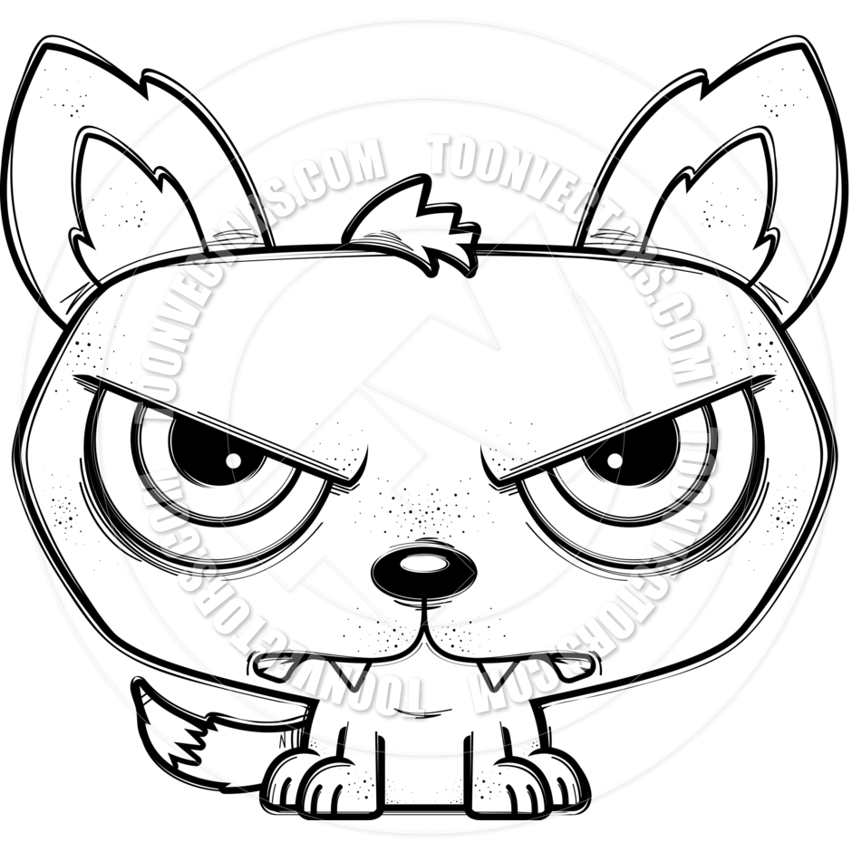 940x940 Cartoon Little Wolf Mad (Black Amp White Line Art) By Cory Thoman