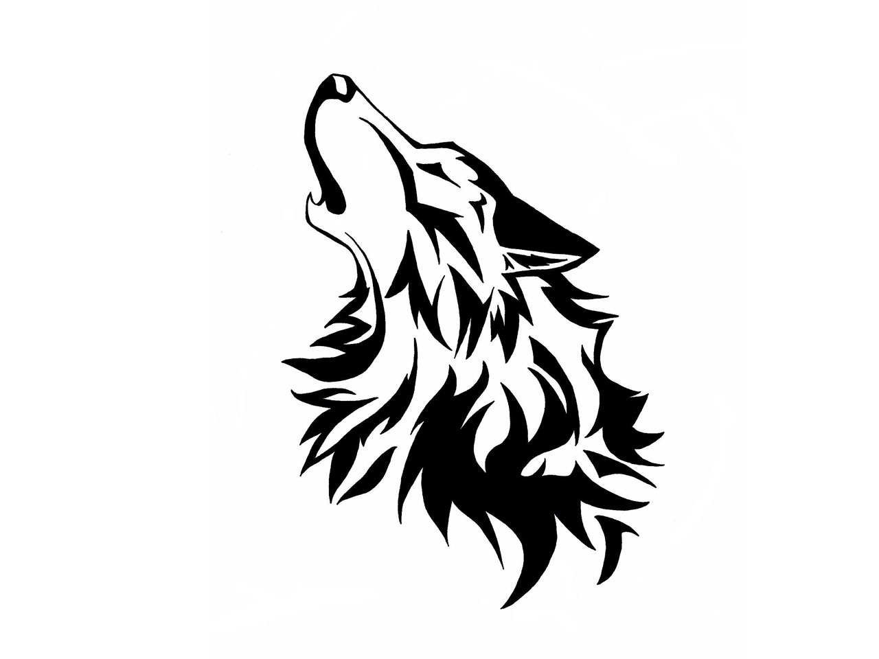 1280x960 Wolf Howling At The Moon Drawing Black And White Face Free Clip