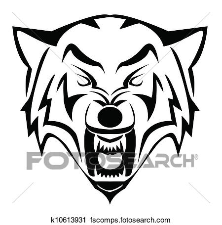 450x455 Clipart Of Wolf Face K10613931