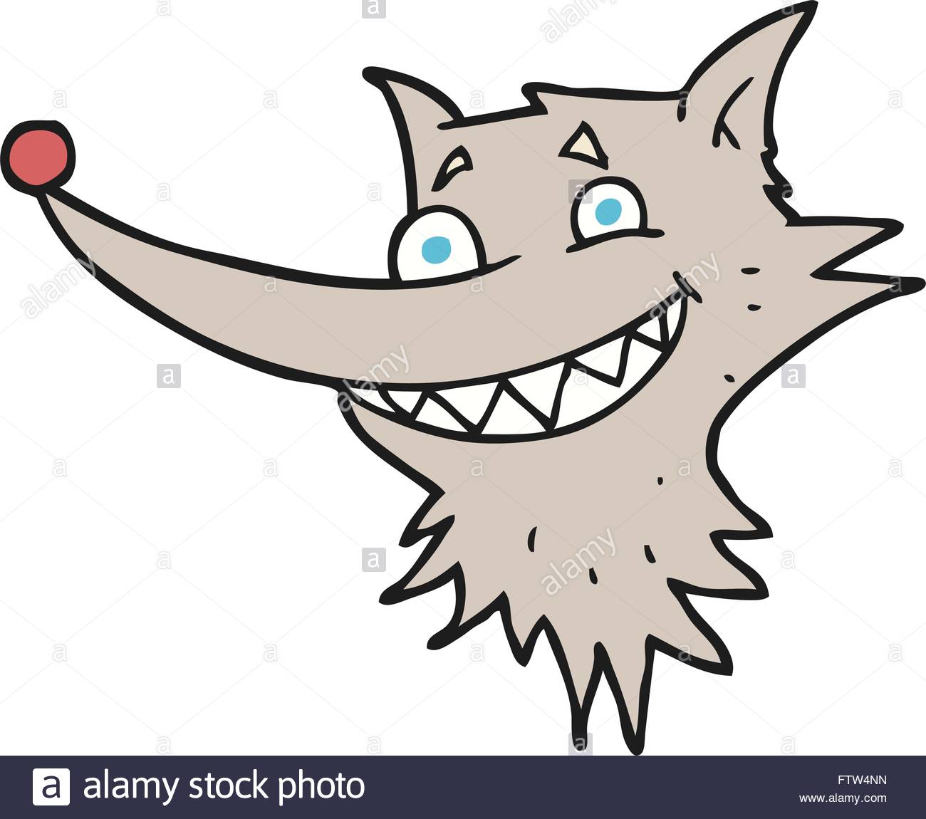 1300x1150 Freehand Drawn Cartoon Grinning Wolf Face Stock Vector Art