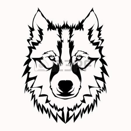 450x450 Vector Illustration Of Wolf Face Black And White Tattoo Royalty