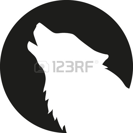 450x450 Wolf Head Howling In Front Of The Moon Royalty Free Cliparts