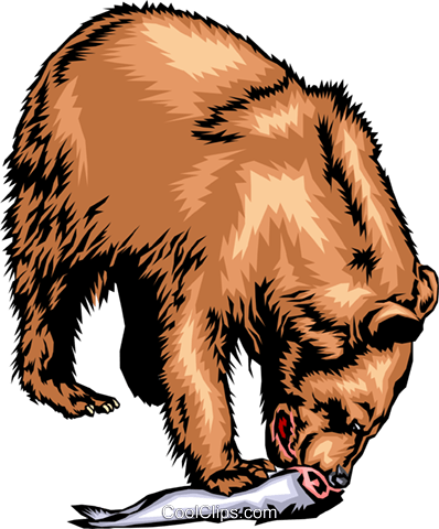 398x480 Grizzly Bear Eating A Salmon Royalty Free Vector Clip Art