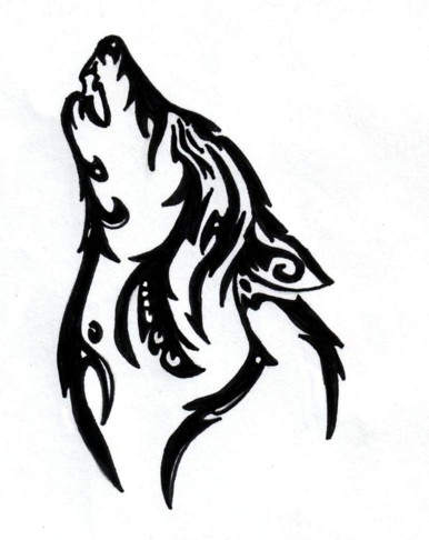 386x486 Tribal Wolf Clipart