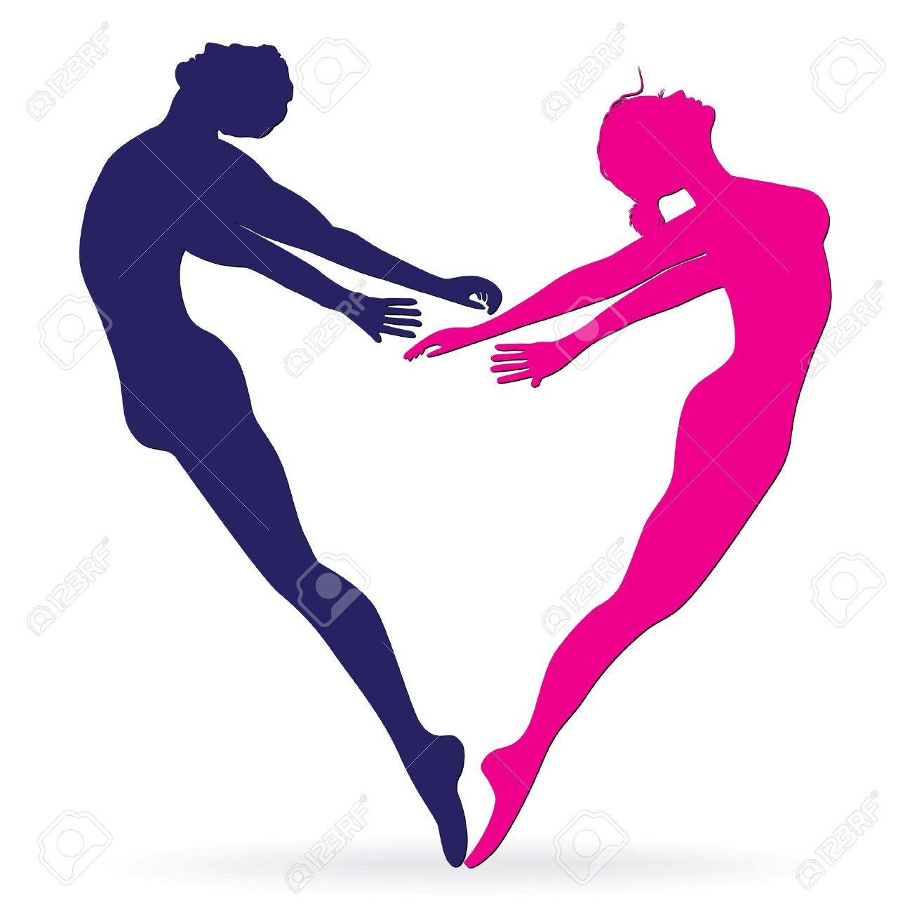1300x1300 Man And Woman Body Silhouette In Heart Love Valentine Background