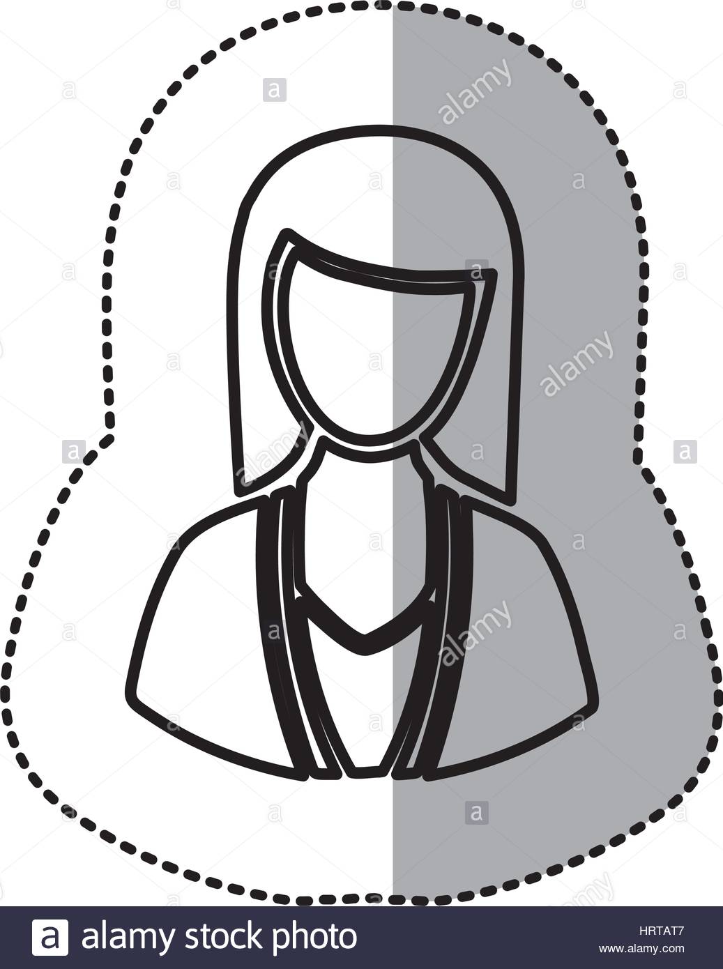 1037x1390 Sticker Monochrome Half Body Silhouette Woman Faceless Stock